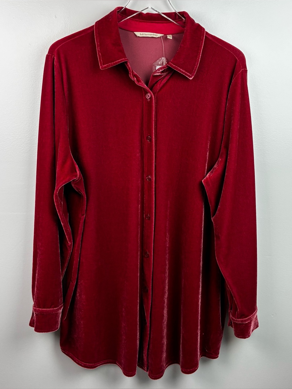 Soft Surroundings NWT Red Velvet Boyfriend Tunic Top - So Pretty! - Picture 1 of 7